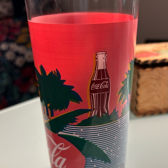 Coca Cola Drinking Glass Tropical Theme Indiana Glass Co - Picture 3 of 5